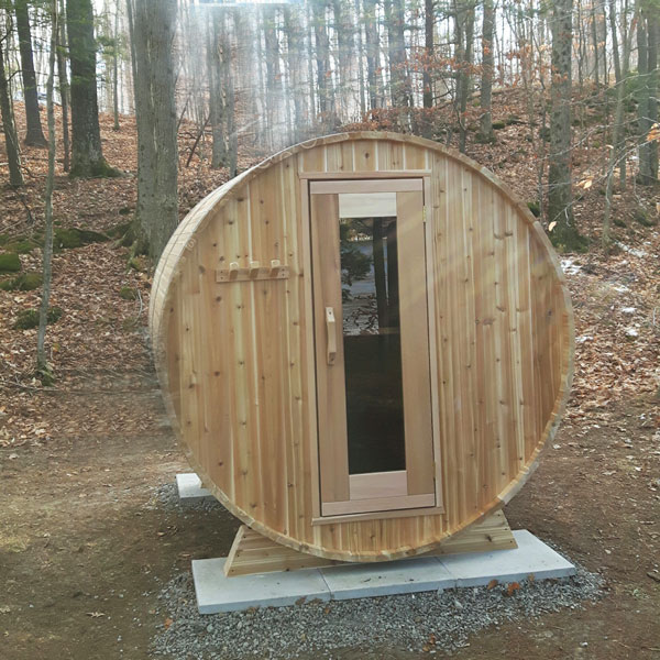 7'x7' (214x214cm) Barrel Sauna Package - Knotty Cedar