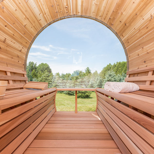 7'x7' (214x214cm) Panoramic Sauna with Porch- Knotty Cedar 3