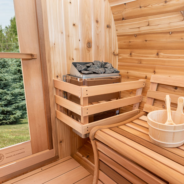 7'x7' (214x214cm) Panoramic Sauna with Porch- Knotty Cedar 4