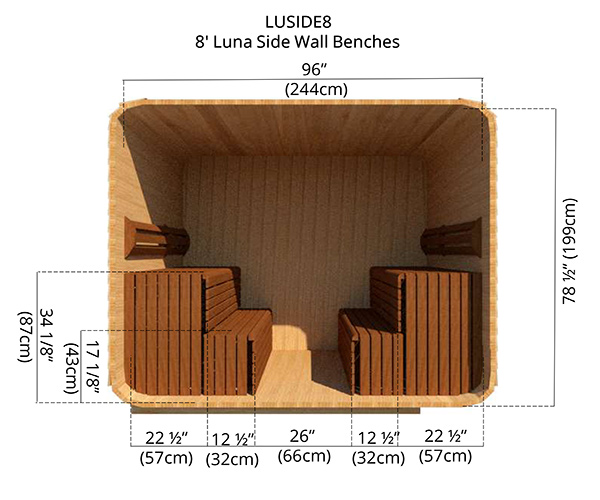 8' Luna Side Wall Benches 2