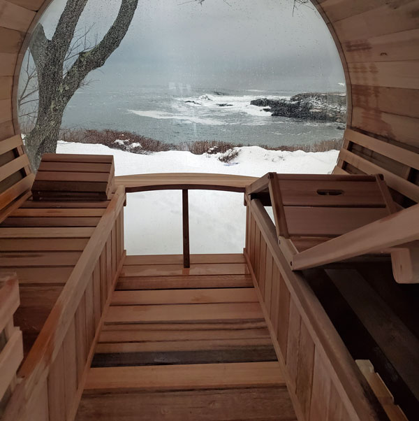 Lounge Sauna Benches - 7x7 Panoramic Full Length