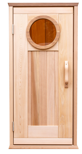 Sauna Door with Round Window (in Frame) Hinges in Left